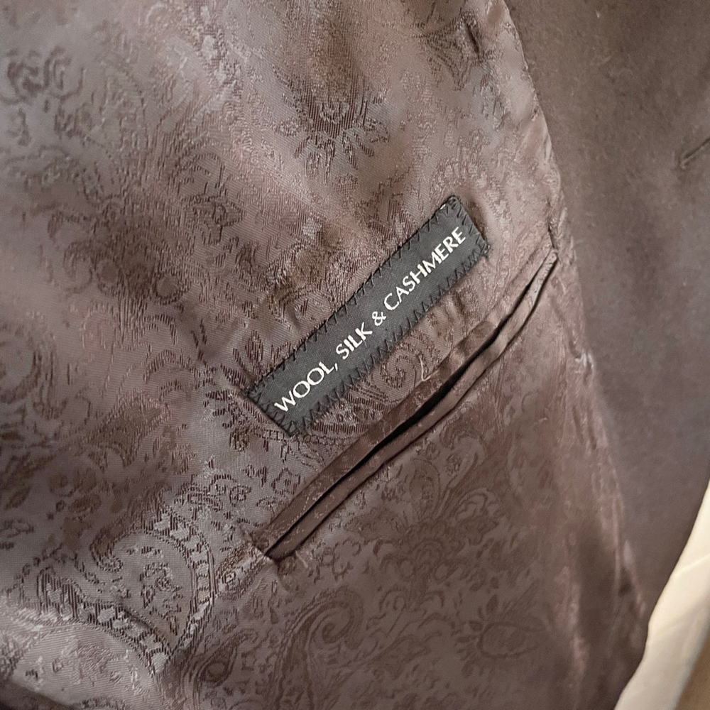 S.C. Soft Men’s Blazer Santo model Cashmere Wool Silk Brown Chocolate Size 46T - Picture 8 of 15